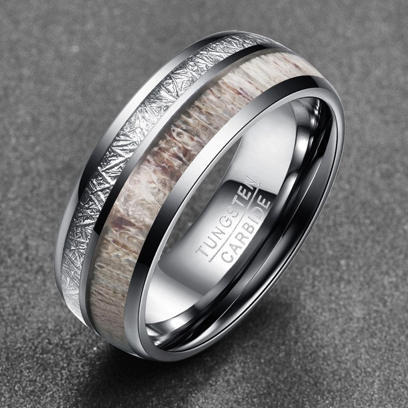 100% Tungsten Carbide Steel Men’s Ring – 8MM Wide Wedding Band - Elysian Bijoux