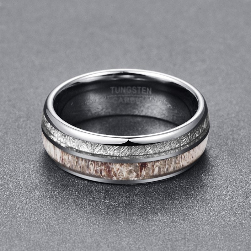 100% Tungsten Carbide Steel Men’s Ring – 8MM Wide Wedding Band - Elysian Bijoux