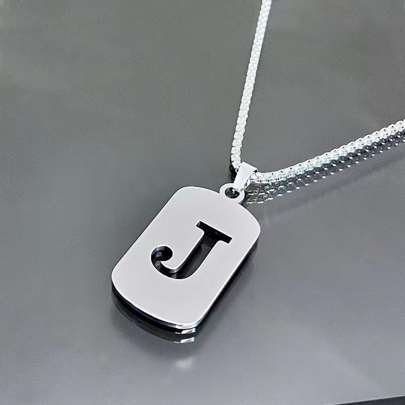 26 - Letter Titanium Steel Necklace – Personalized Initial Pendant for Men & Women - Elysian Bijoux