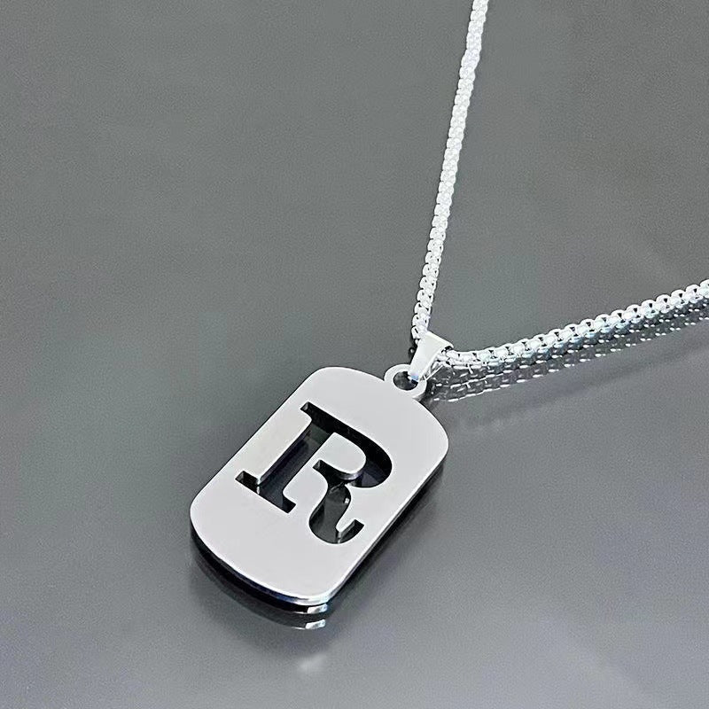 26 - Letter Titanium Steel Necklace – Personalized Initial Pendant for Men & Women - Elysian Bijoux
