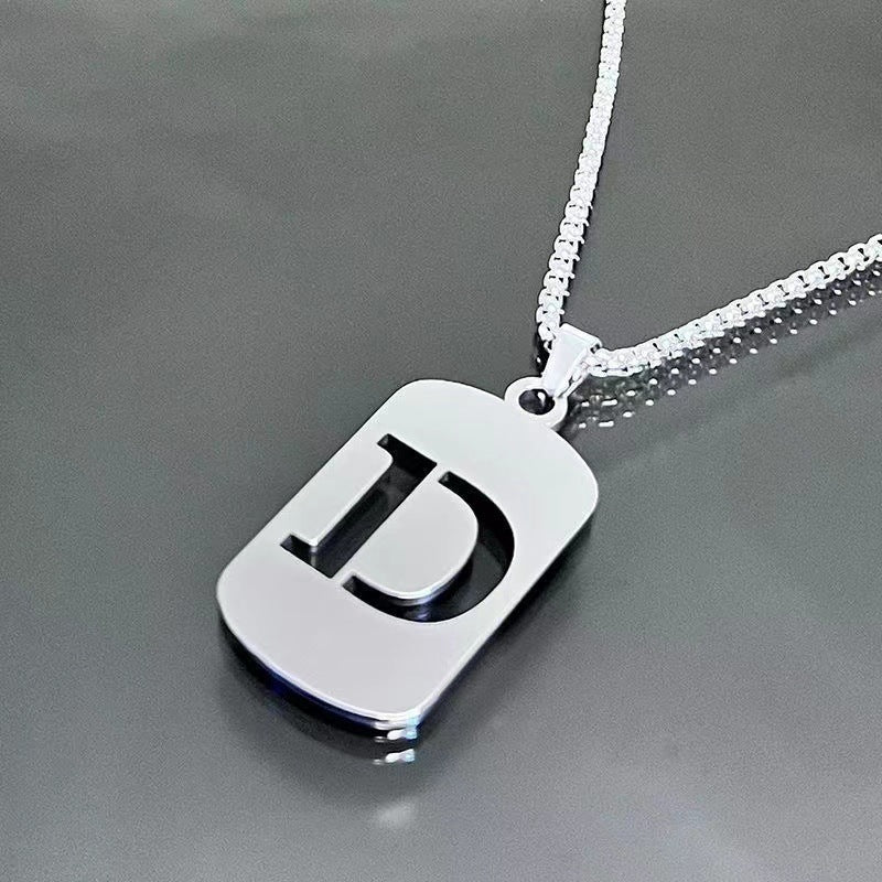 26 - Letter Titanium Steel Necklace – Personalized Initial Pendant for Men & Women - Elysian Bijoux