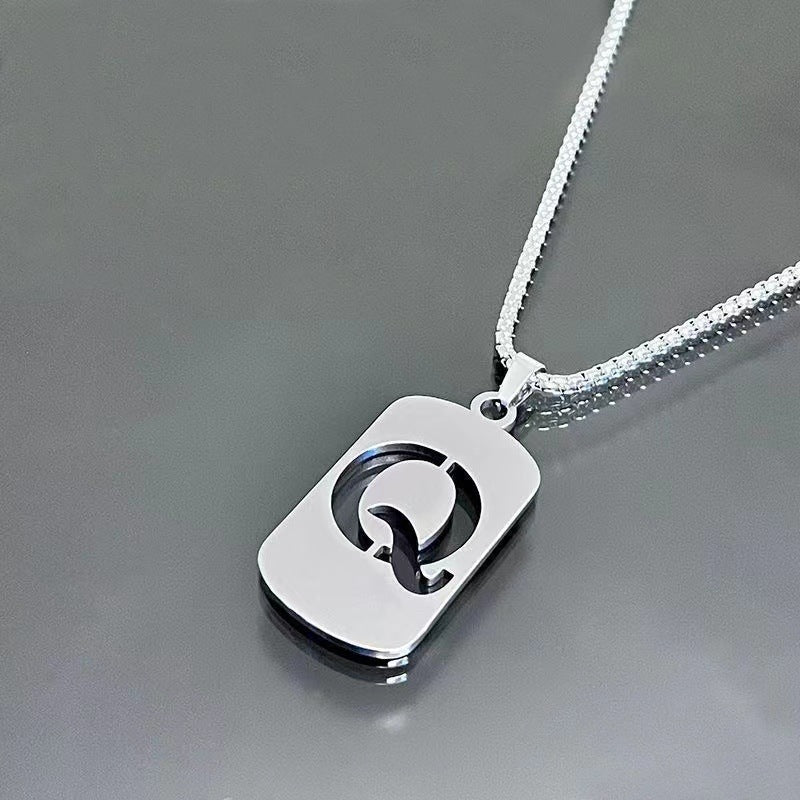 26 - Letter Titanium Steel Necklace – Personalized Initial Pendant for Men & Women - Elysian Bijoux