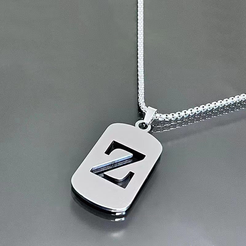 26 - Letter Titanium Steel Necklace – Personalized Initial Pendant for Men & Women - Elysian Bijoux