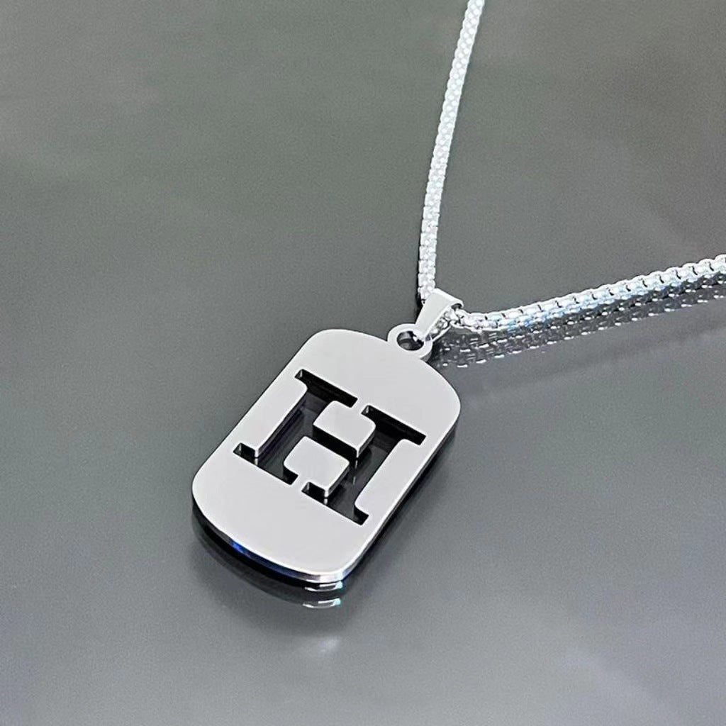 26 - Letter Titanium Steel Necklace – Personalized Initial Pendant for Men & Women - Elysian Bijoux