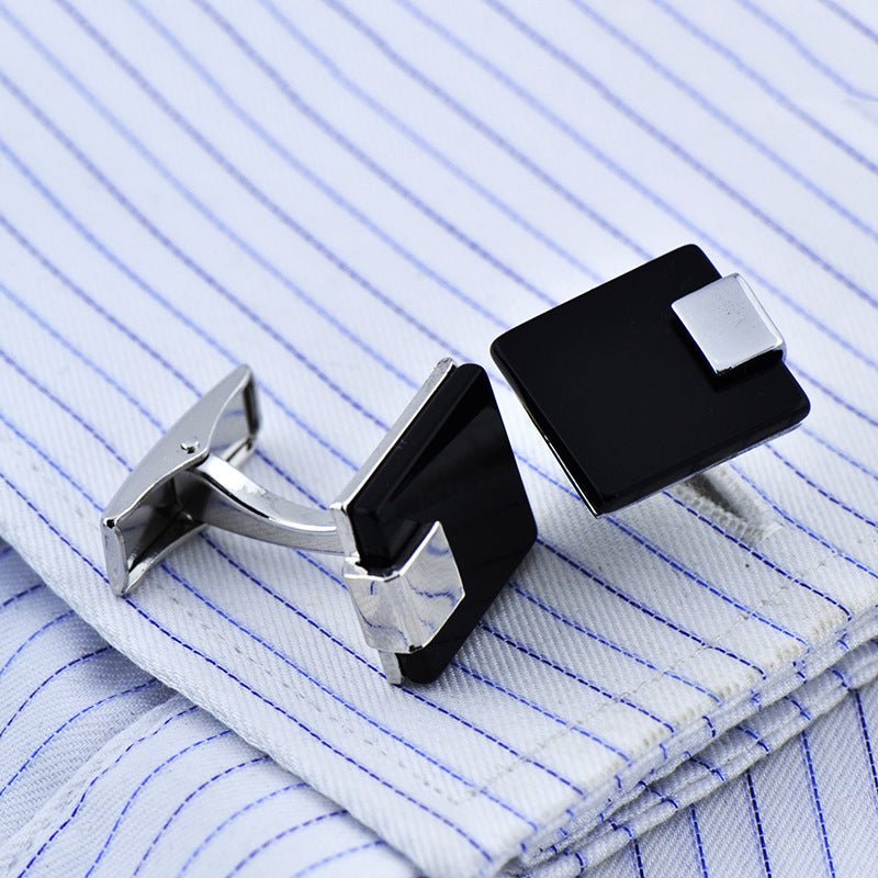 Business Black Agate Cufflinks - Elysian Bijoux