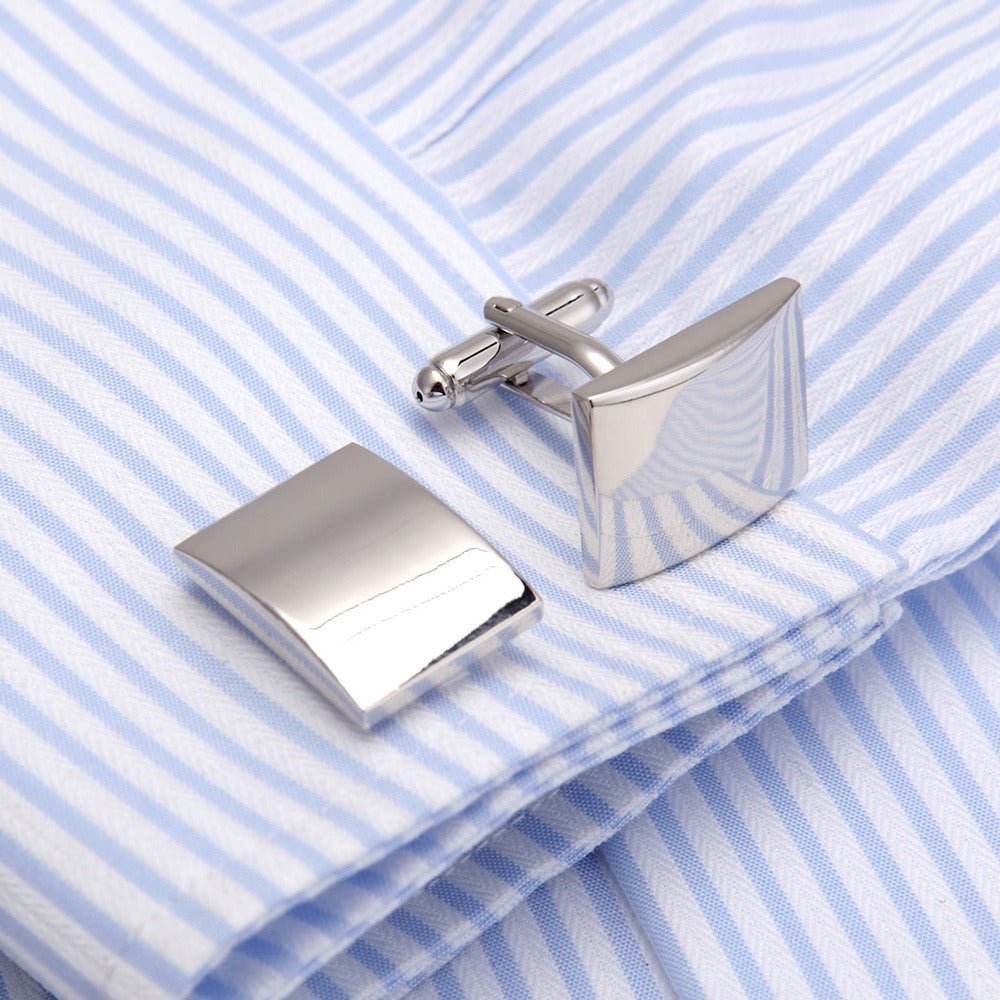 High Quality Plain Glossy Cufflinks – French Western - Style Elegance - Elysian Bijoux