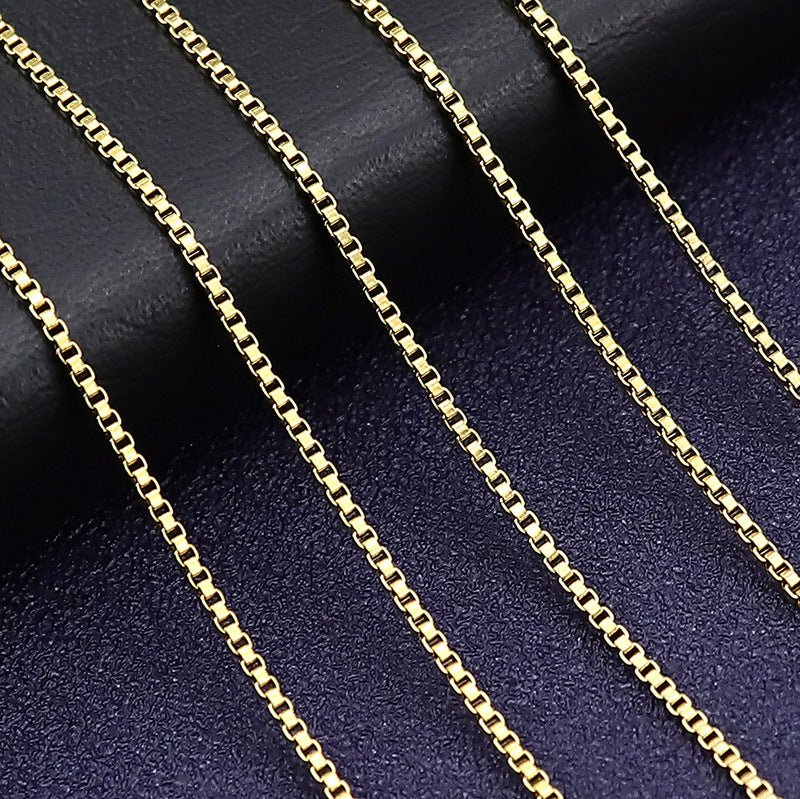 Men’s Long Geometric Alloy Necklace – Classic Gold & Silver Chains - Elysian Bijoux