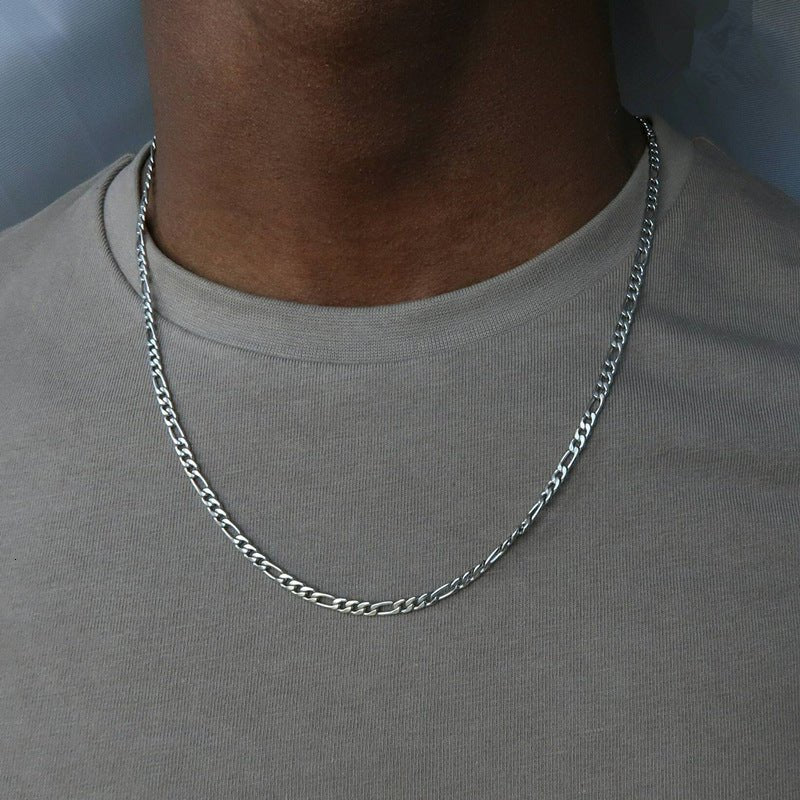 Men’s Long Geometric Alloy Necklace – Classic Gold & Silver Chains - Elysian Bijoux