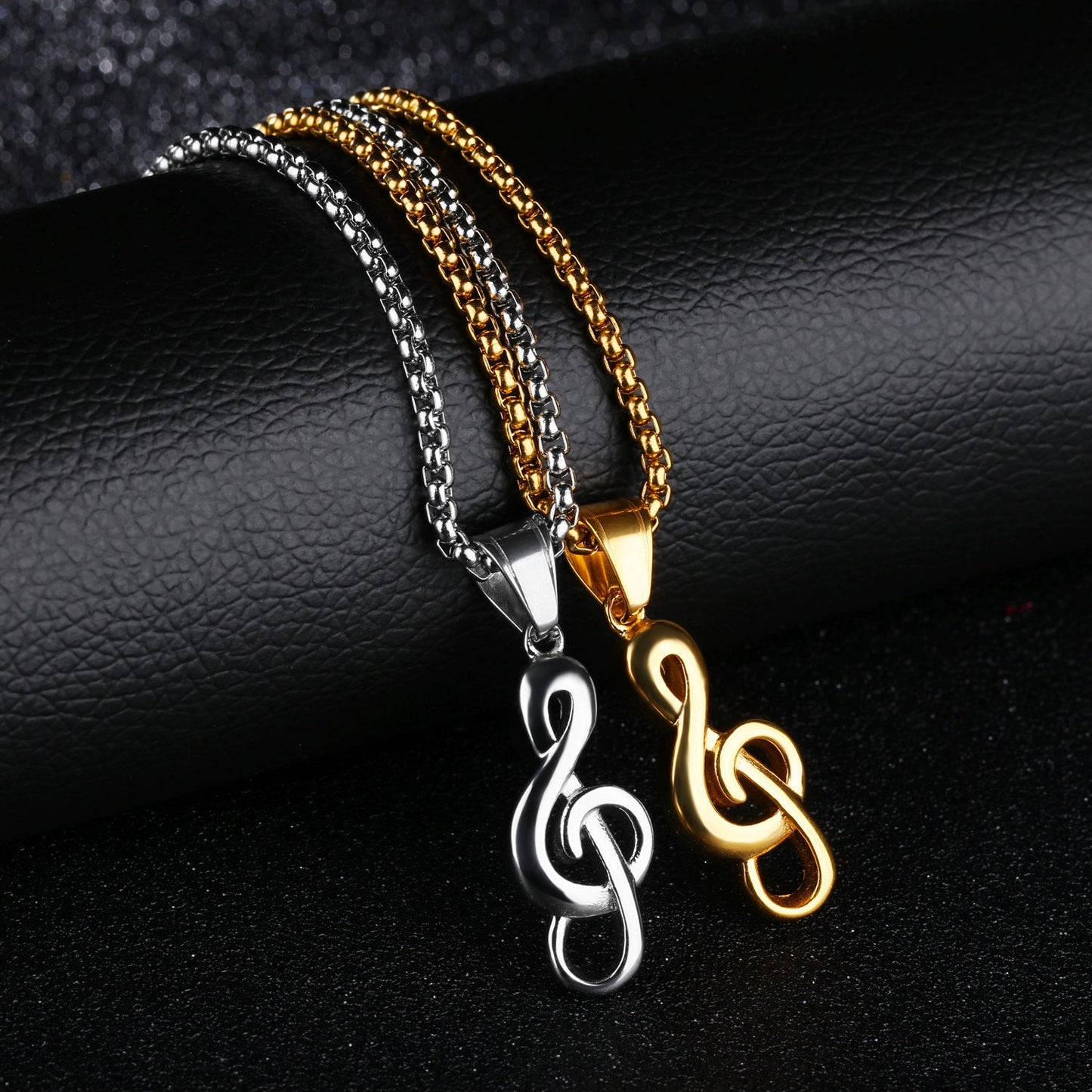 Music Symbol Necklace – Titanium Steel - Elysian Bijoux