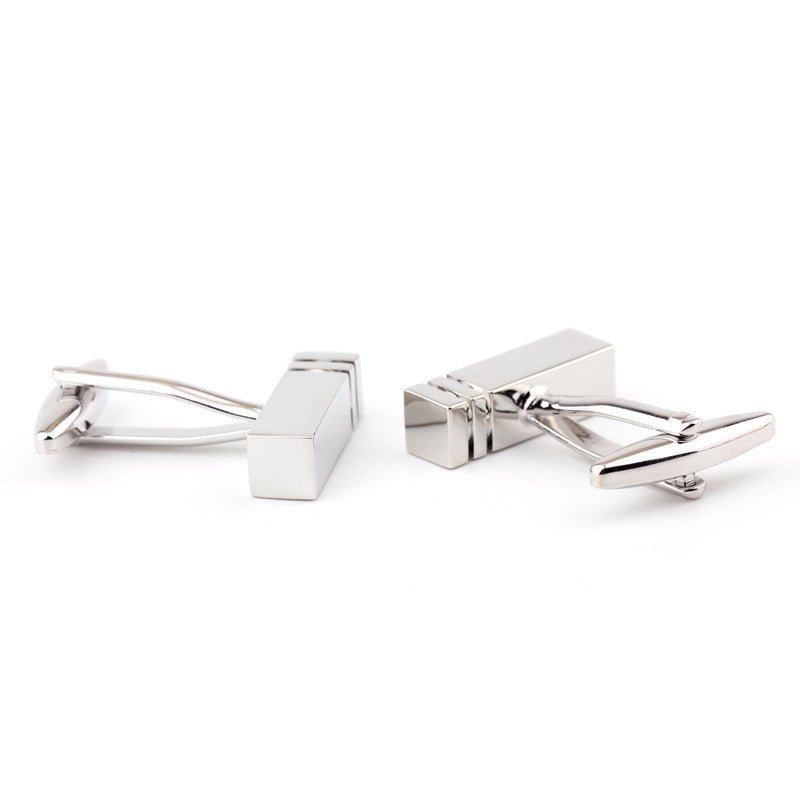 Rectangular Glossy Metal Cufflinks - Elysian Bijoux