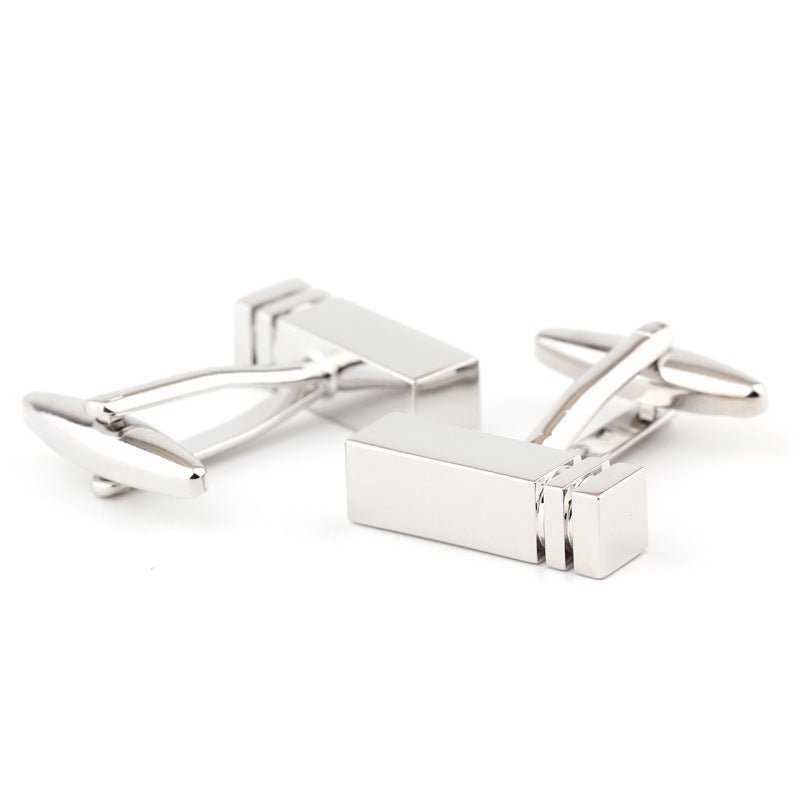 Rectangular Glossy Metal Cufflinks - Elysian Bijoux