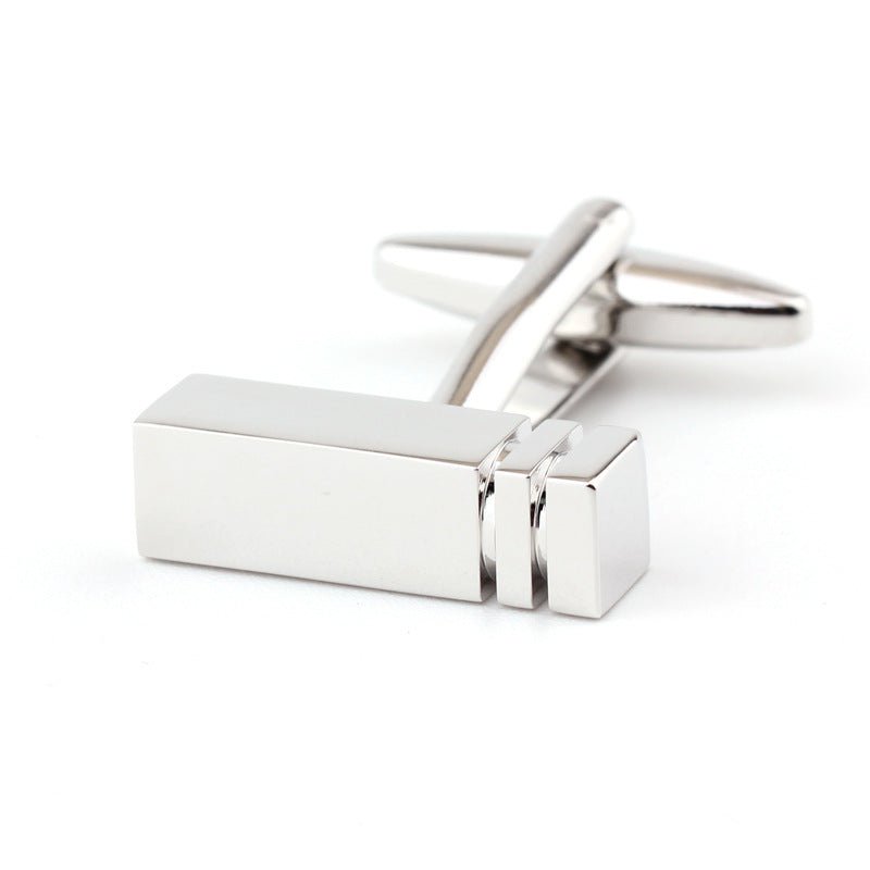 Rectangular Glossy Metal Cufflinks - Elysian Bijoux