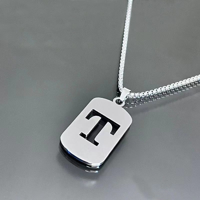 26 - Letter Titanium Steel Necklace – Personalized Initial Pendant for Men & Women - Elysian Bijoux