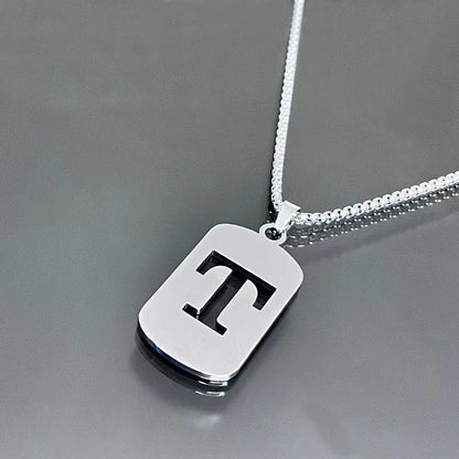 26 - Letter Titanium Steel Necklace – Personalized Initial Pendant for Men & Women - Elysian Bijoux
