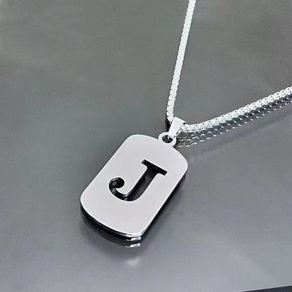 26 - Letter Titanium Steel Necklace – Personalized Initial Pendant for Men & Women - Elysian Bijoux