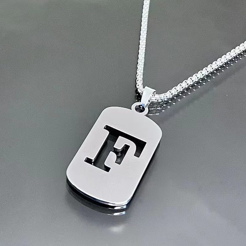 26 - Letter Titanium Steel Necklace – Personalized Initial Pendant for Men & Women - Elysian Bijoux