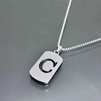 26 - Letter Titanium Steel Necklace – Personalized Initial Pendant for Men & Women - Elysian Bijoux