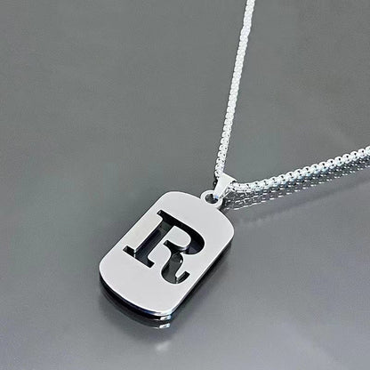 26 - Letter Titanium Steel Necklace – Personalized Initial Pendant for Men & Women - Elysian Bijoux