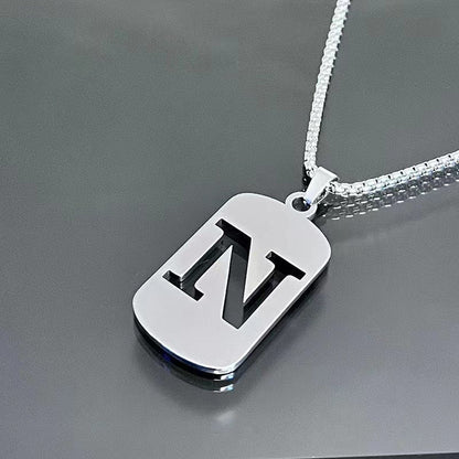 26 - Letter Titanium Steel Necklace – Personalized Initial Pendant for Men & Women - Elysian Bijoux