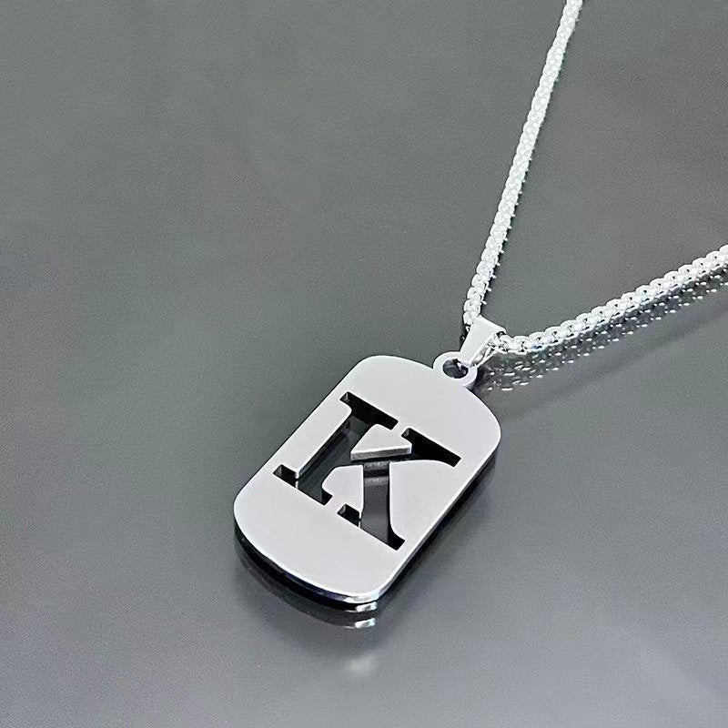 26 - Letter Titanium Steel Necklace – Personalized Initial Pendant for Men & Women - Elysian Bijoux