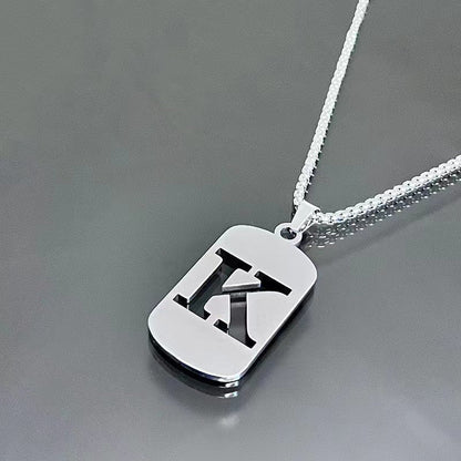26 - Letter Titanium Steel Necklace – Personalized Initial Pendant for Men & Women - Elysian Bijoux