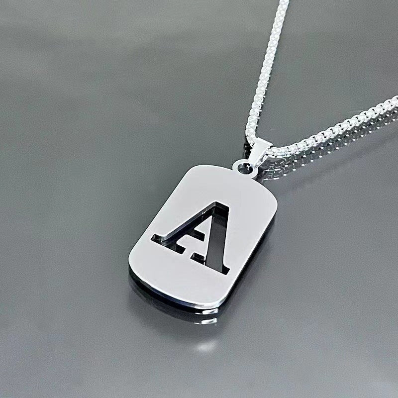 26 - Letter Titanium Steel Necklace – Personalized Initial Pendant for Men & Women - Elysian Bijoux