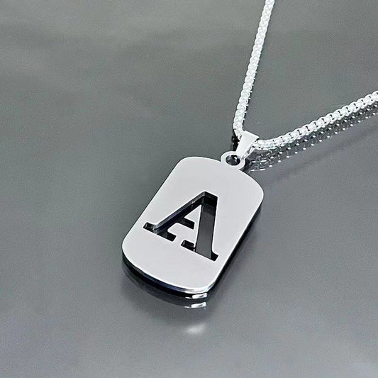 26 - Letter Titanium Steel Necklace – Personalized Initial Pendant for Men & Women - Elysian Bijoux