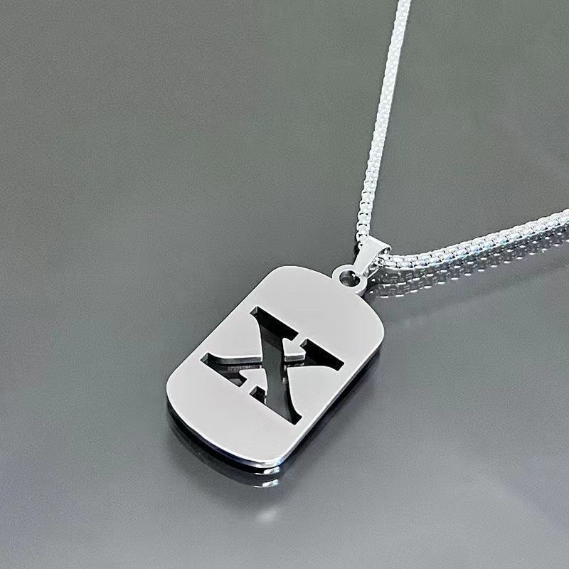 26 - Letter Titanium Steel Necklace – Personalized Initial Pendant for Men & Women - Elysian Bijoux