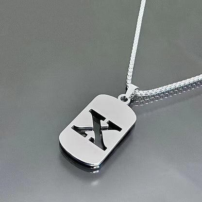 26 - Letter Titanium Steel Necklace – Personalized Initial Pendant for Men & Women - Elysian Bijoux