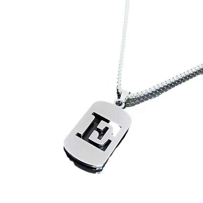 26 - Letter Titanium Steel Necklace – Personalized Initial Pendant for Men & Women - Elysian Bijoux