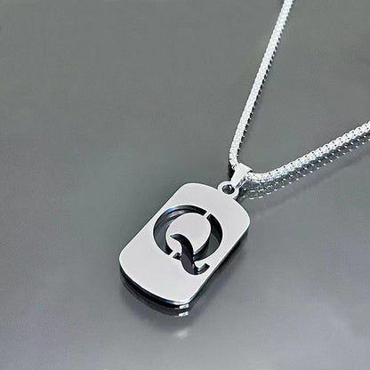 26 - Letter Titanium Steel Necklace – Personalized Initial Pendant for Men & Women - Elysian Bijoux