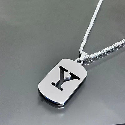 26 - Letter Titanium Steel Necklace – Personalized Initial Pendant for Men & Women - Elysian Bijoux