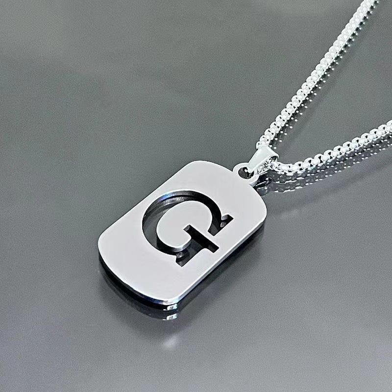 26 - Letter Titanium Steel Necklace – Personalized Initial Pendant for Men & Women - Elysian Bijoux