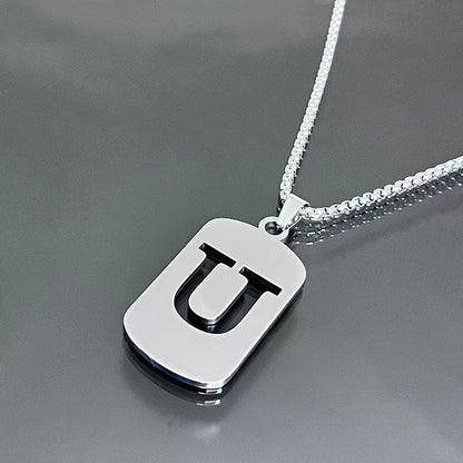 26 - Letter Titanium Steel Necklace – Personalized Initial Pendant for Men & Women - Elysian Bijoux