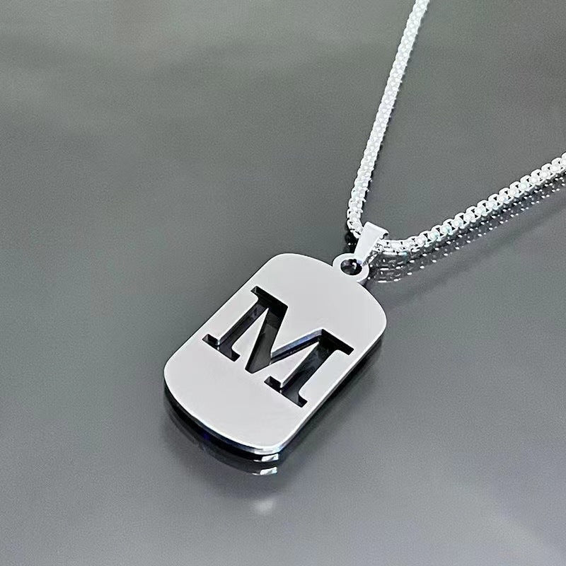 26 - Letter Titanium Steel Necklace – Personalized Initial Pendant for Men & Women - Elysian Bijoux