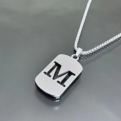 26 - Letter Titanium Steel Necklace – Personalized Initial Pendant for Men & Women - Elysian Bijoux