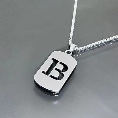 26 - Letter Titanium Steel Necklace – Personalized Initial Pendant for Men & Women - Elysian Bijoux