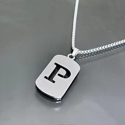 26 - Letter Titanium Steel Necklace – Personalized Initial Pendant for Men & Women - Elysian Bijoux