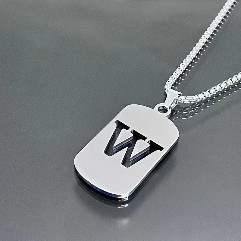 26 - Letter Titanium Steel Necklace – Personalized Initial Pendant for Men & Women - Elysian Bijoux
