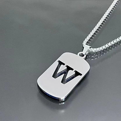 26 - Letter Titanium Steel Necklace – Personalized Initial Pendant for Men & Women - Elysian Bijoux