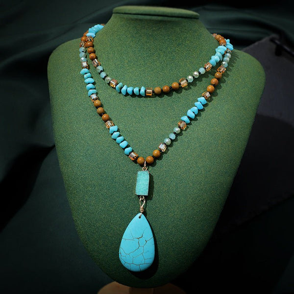 AquaDrop Turquoise Teardrop Necklace - Elysian Bijoux