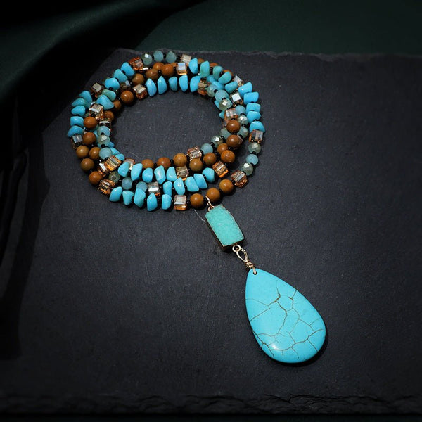 AquaDrop Turquoise Teardrop Necklace - Elysian Bijoux