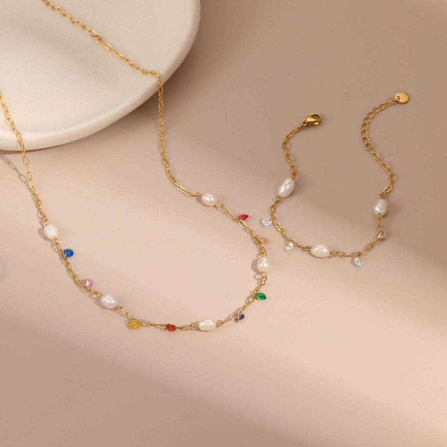 Aurora Grace Pearl & Spark Necklace - Elysian Bijoux