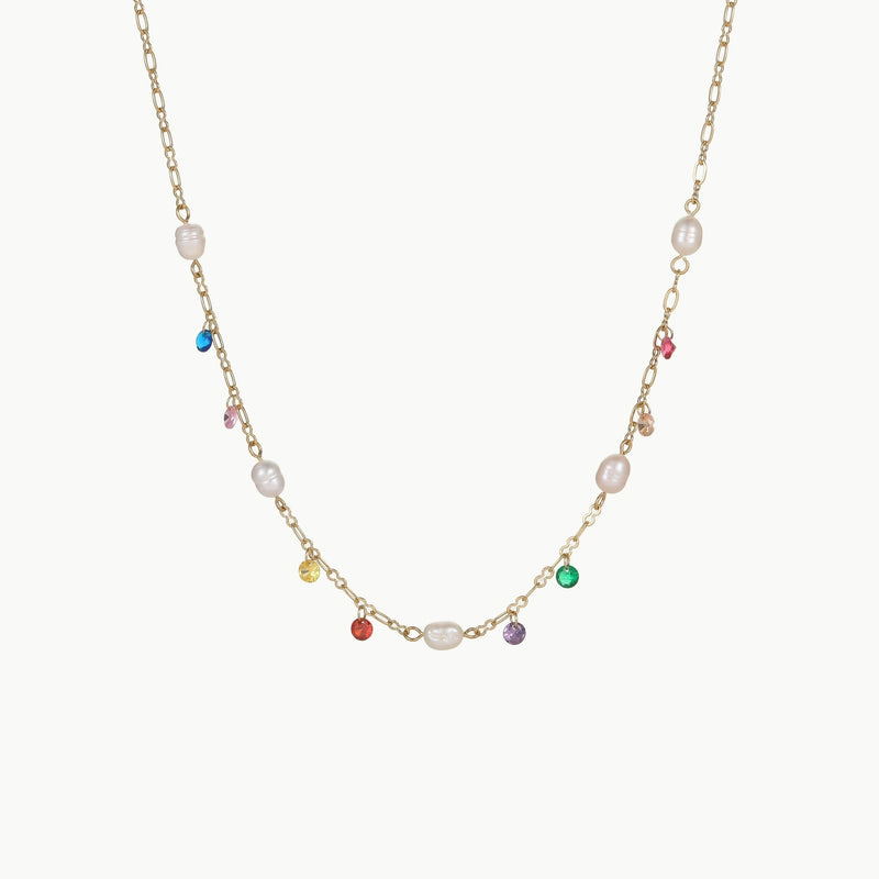 Aurora Grace Pearl & Spark Necklace - Elysian Bijoux