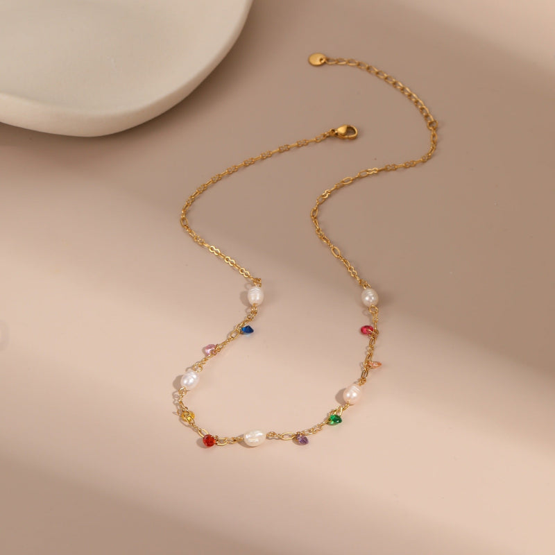 Aurora Grace Pearl & Spark Necklace - Elysian Bijoux