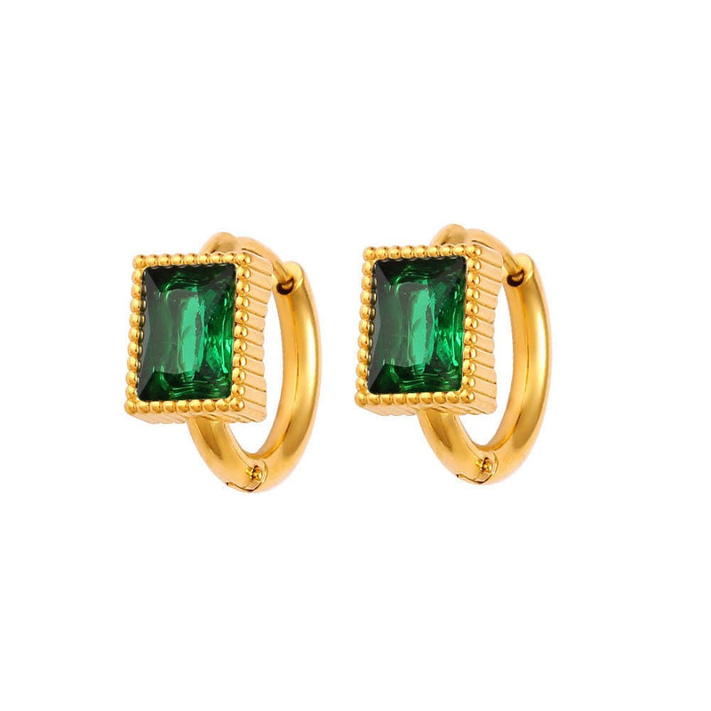 Aurora Square Zircon Steel Earrings - Elysian Bijoux