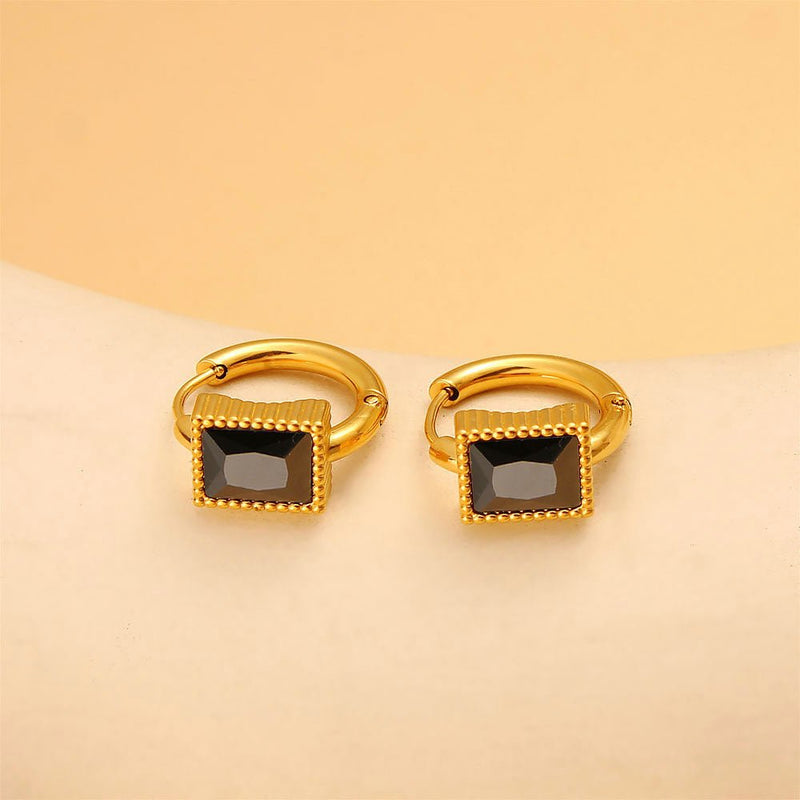 Aurora Square Zircon Steel Earrings - Elysian Bijoux