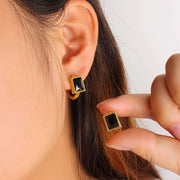 Aurora Square Zircon Steel Earrings - Elysian Bijoux