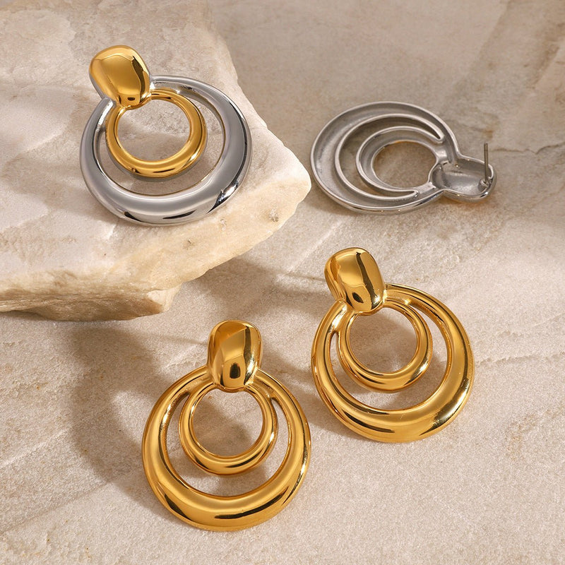 AuroraLayer Gold Stud Earrings - Elysian Bijoux