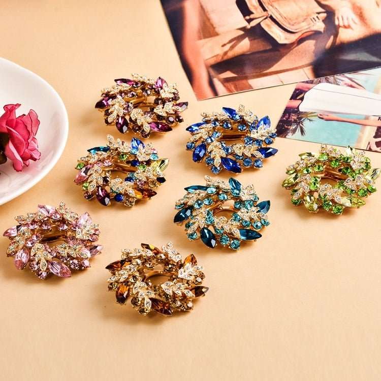 Bauhinia Style Crystal Diamond Brooch – Dual - Use Scarf Pin - Elysian Bijoux